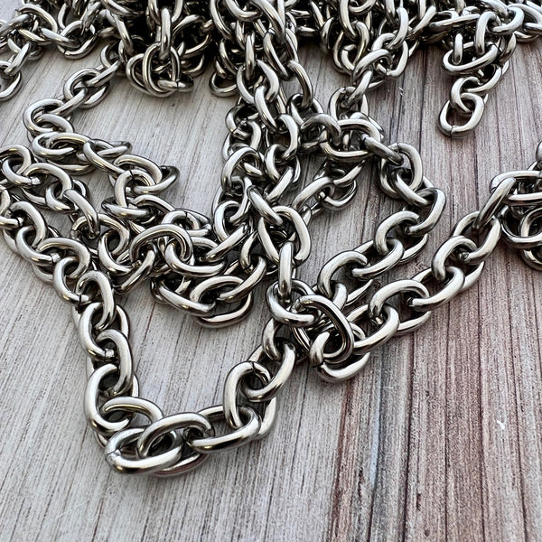 Load image into Gallery viewer, Large Chunky Oval Chain, Thick Link Chain by the Foot, Jewelry Supplies, PW-2042
