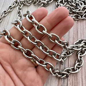 Large Chunky Oval Chain, Thick Link Chain by the Foot, Jewelry Supplies, PW-2042