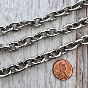 Large Chunky Oval Chain, Thick Link Chain by the Foot, Jewelry Supplies, PW-2042