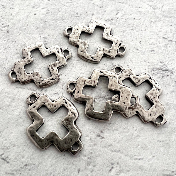 Load image into Gallery viewer, Open Cross Connector, Antiqued Silver Pewter Artisan Charm, Jewelry Making Supplies, PW-6222
