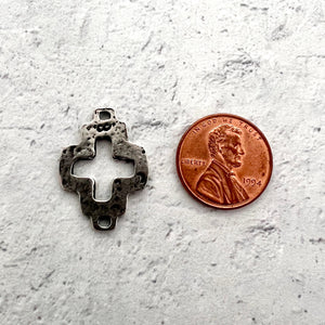 Open Cross Connector, Antiqued Silver Pewter Artisan Charm, Jewelry Making Supplies, PW-6222