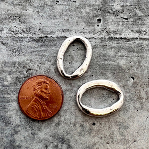 2 Organic Ring Connectors, Eternity Links, Silver Oval Hoop, Circle Jewelry Supply, SL-6219