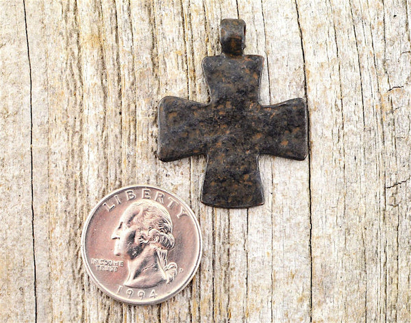 Load image into Gallery viewer, Cross Pendant, Rustic Brown Cross, Hammered Cross, Leather Cross, Antiqued Cross, Religious  Cross Charm, Weathered Men&#39;s Jewelry, BR-6138
