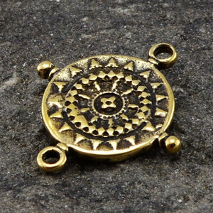 Compass Connector, Bronze Artisan Connector Finding, Gold Charm, Old World, YB-4006