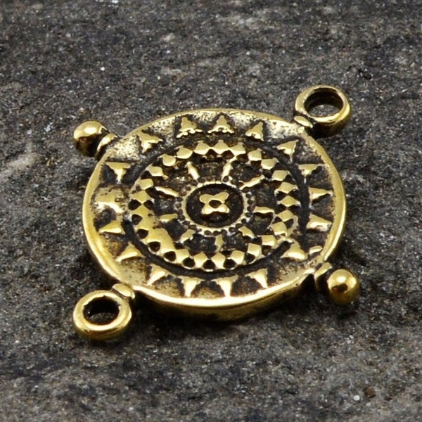 Load image into Gallery viewer, Compass Connector, Bronze Artisan Connector Finding, Gold Charm, Old World, YB-4006
