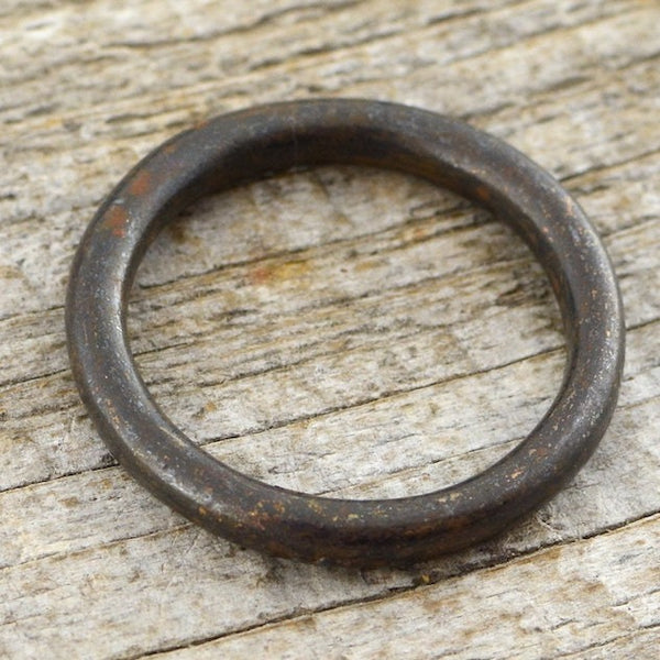 Load image into Gallery viewer, Ring Connector Link, Charm Holder Hoop, Leather Connector, Large Antiqued Rustic Brown Eternity Circle Ring, Rustic Connector, BR-6015
