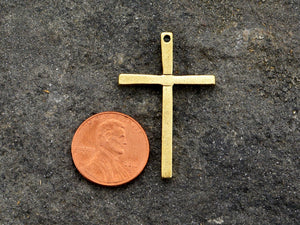 2 Cross Pendant, Rosary, Stick Cross, Antique Gold, Crucifix, Religious Cross, Cross Charm, Simple, GL-6014