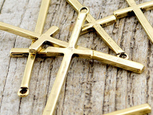 Cross Pendant, Bronze Cross, Gold Cross, Skinny Cross, Stick Cross, Modern Cross, Artisan Cross, Thin Cross, Cross, Carson's Cove, YB-4019