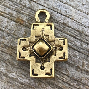 Cross Pendant, Antiqued Cross, Gold Cross, Artisan Cross, Religious Cross, Cross Charm, Southwest, GL-6026