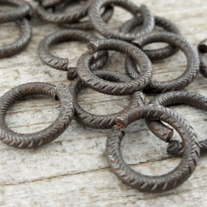 16mm Extra Large Rustic Brown Jump Rings, Thick Textured Jump Ring, Connectors Links, Brass Jump Ring, 4 Rings for Jewelry Supply, BR-3001