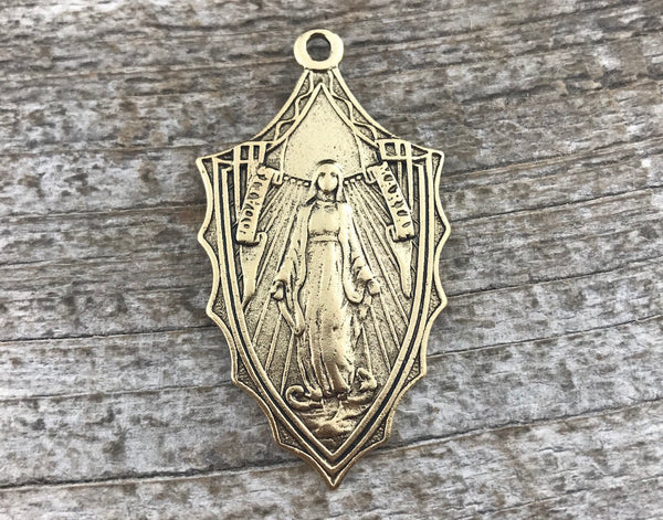 Load image into Gallery viewer, Mary Pendant, Sodalis Mary, Catholic Necklace, Religious Charm, Virgin Mary, Gold Pendant, Christian Jewelry, GL-6028
