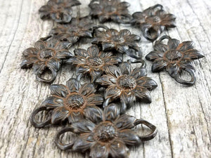 Flower Connector, Rustic Brown Sunflower, Connector for Jewelry, Bracelet Making, Connector for Jewelry Making, Flower for Necklace, BR-6020