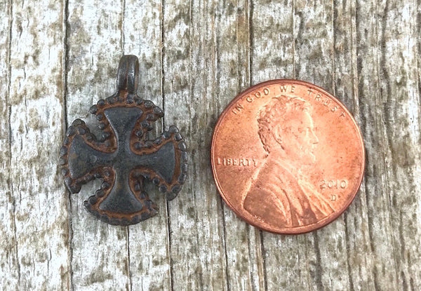 Load image into Gallery viewer, 2 Cross Charm, Rustic Cross, Maltese Cross, Religious Cross, Catholic Cross, Cross for Jewelry Making, Carson&#39;s Cove, Religious BR-6031
