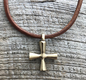 Silver Cross Jewelry Necklace, Maltese Cross Pendant, Leather Cross, Necklace Women, Men's Jewelry, Religious Jewelry Supplies, PW-6035