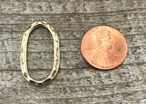 2 Hammered Ring Link, Leather Ring Connector, Eternity Ring, Oval Hoop Gold Ring Connector, Circle Jewelry Supply, Earrings, GL-6140