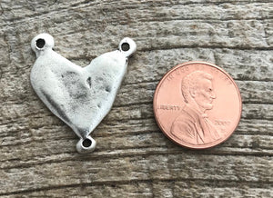 Heart Connector, Heart Pendant, Silver Heart, Love Charm, Rosary Centerpiece, Anniversary, 3 Way Connector, Jewelry Making Supplies, SL-6003
