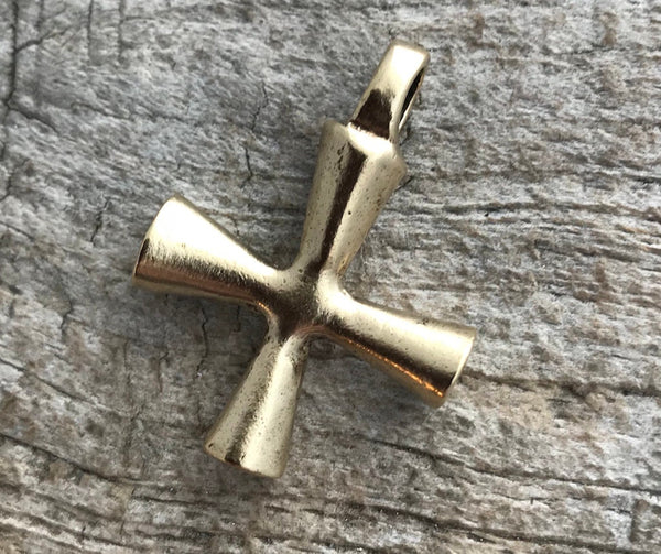 Load image into Gallery viewer, Gold Cross Jewelry Necklace, Maltese Cross Pendant, Leather Cross, Necklace Women, Men&#39;s Jewelry, Religious Jewelry Supplies, GL-6035
