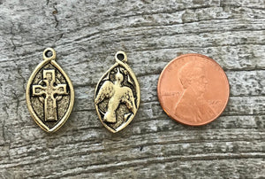 2 Cross Charm, Dove Charm, Holy Spirit Medal, Bird Charm, Religious Jewelry, Saint Esprit, Gold Cross, Jewelry Making, Carson's Cove GL-6037