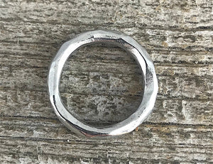 Hammered Hoop Ring Connector, Silver Eternity Ring, Leather Connector, Circle Link, Charm Holder, Silver Large Connector, PW-6139