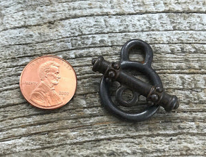 Large Toggle Clasp, Rustic Brown Clasp, Closure, Antiqued Clasp, Necklace Clasp Closure, Men's Jewelry, BR-6004