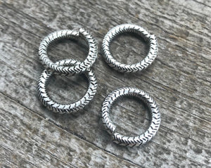16mm Extra Large Silver Jump Rings, Thick Textured Jump Ring, Connectors Links, Brass Jump Ring, 4 Rings for Jewelry Supply, SL-3001