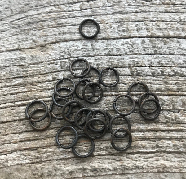 Load image into Gallery viewer, 8mm Jump Rings, Rustic Brown Jump Rings, Antiqued Jump Rings, 25 jump rings, BR-3003
