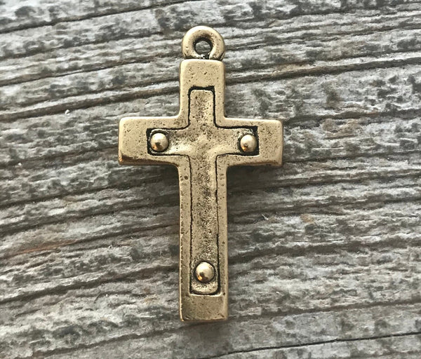 Load image into Gallery viewer, Cross Pendant, Gold Crucifix, Gold Rosary Parts, Catholic Jewelry Supply, Religious Jewelry, GL-6038
