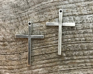 2 Cross Pendant, Cross Charm, Stick Cross, Silver Cross, Simple Cross, Religious Cross, Carsonscove, Jewelry Supplies, SL-6014