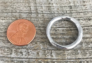 Hammered Hoop Ring Connector, Silver Eternity Ring, Leather Connector, Circle Link, Charm Holder, Silver Large Connector, PW-6139