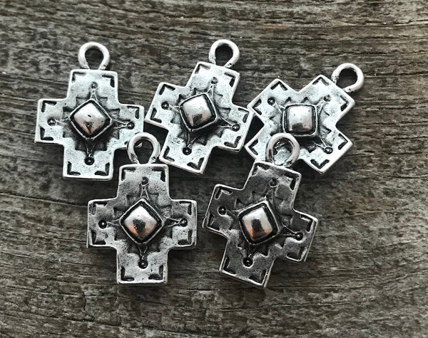 Load image into Gallery viewer, Cross Pendant, Silver Cross,  Artisan Cross, Religious Cross, Cross Charm, Southwest, Jewelry Supplies, SL-6026
