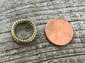 16mm Extra Large Gold Jump Rings, Thick Textured Jump Ring, Antiqued Gold, Connectors Links, Brass Jump Ring, 4 Rings Jewelry Supply GL-3001