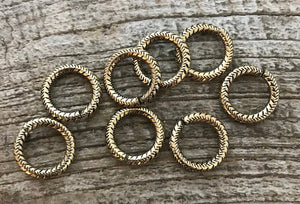 16mm Extra Large Gold Jump Rings, Thick Textured Jump Ring, Antiqued G –  Carson's Cove