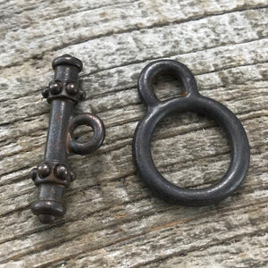 Large Toggle Clasp, Rustic Brown Clasp, Closure, Antiqued Clasp, Necklace Clasp Closure, Men's Jewelry, BR-6004