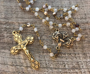 Rosary Centerpiece Connector, Gold Flower Connector, Antiqued Gold Center, Rosary Making Supply, Y Necklace, Jewelry Supplies, GL-6048