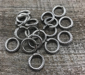 16mm Extra Large Silver Jump Rings, Thick Textured Jump Ring, Connectors Links, Brass Jump Ring, 4 Rings for Jewelry Supply, SL-3001