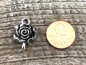 2 Rose Connector, Silver Connector, Metal Rose Flower, Victorian Rose, Jewelry Supplies, Carsons Cove, SL-6007