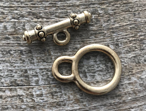 Large Toggle Clasp, Gold Clasp, Closure, Antiqued Gold Clasp, Necklace Clasp Closure, Men's Jewelry, GL-6004