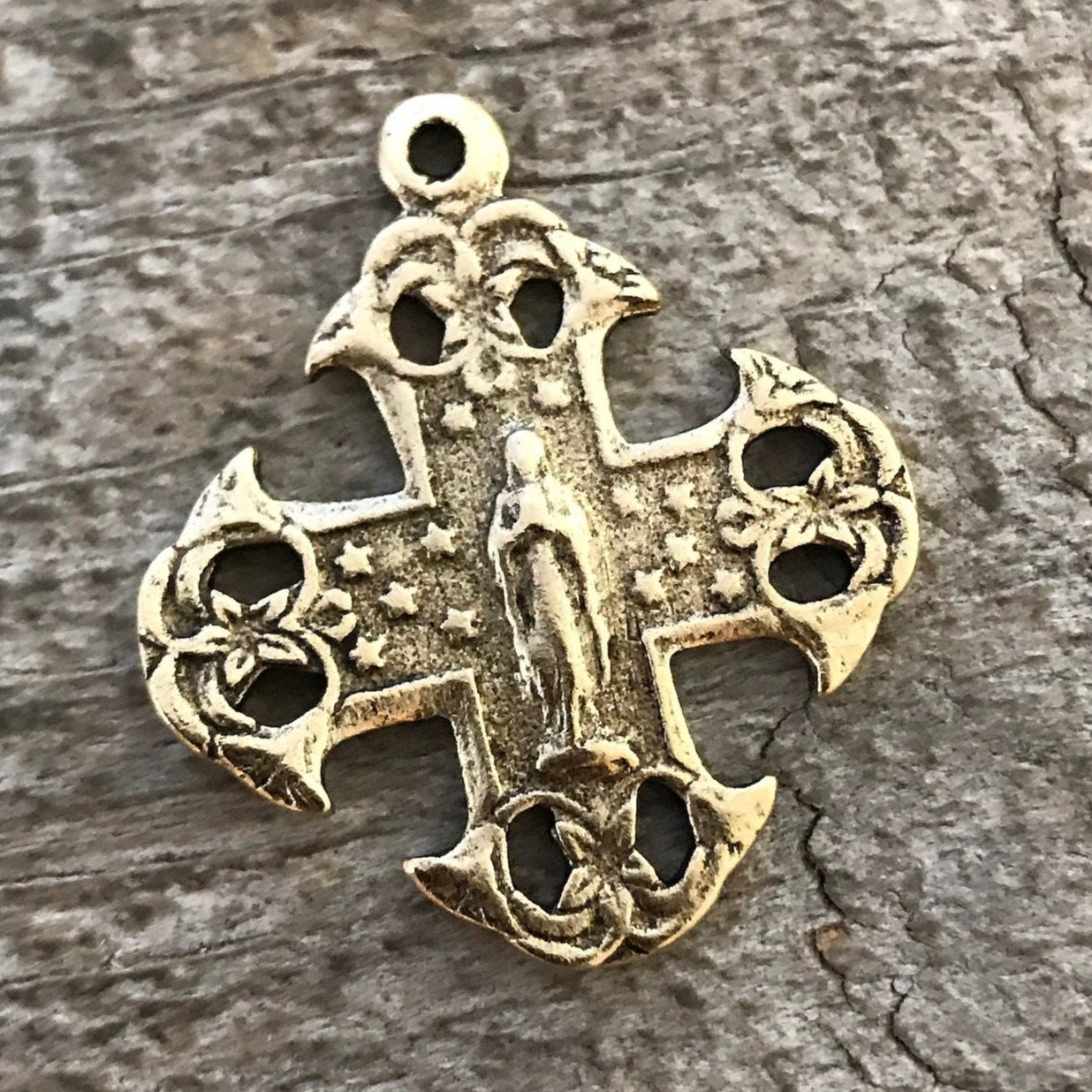 Mary Cross, Cross Pendant, Antique Gold Cross, Gold Rosary Parts, Notr –  Carson's Cove