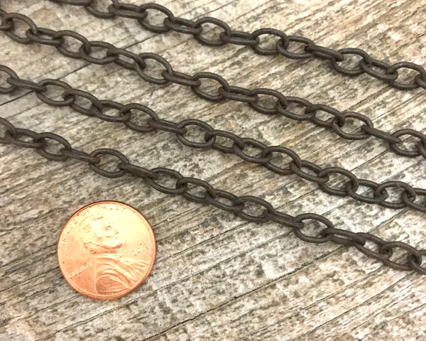Load image into Gallery viewer, Rustic Brown Chain, Large Link, Cable Chain, Oval Chain, Antiqued Chain, Distressed Chain, Aged Chain, Jewelry Making Supplies, BR-2004
