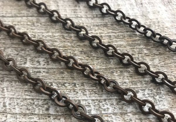 Load image into Gallery viewer, Rustic Thick Chain, Antiqued Brown Chain, Bulk Chain By Foot, Necklace Bracelet Chain, Carson&#39;s Cove, Jewelry Supplies, BR-2005
