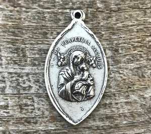 Sacred Heart Mary Medal, Catholic Religious French Pendant, Blessed Mother, Silver Charm, Lady of Sorrows, Religious Jewelry, PW-6051