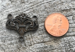Rosary Centerpiece Connector, Antiqued Rustic Brown, Flower Connector, Rosary Making Supply, Y Necklace, Jewelry Supplies, BR-6048