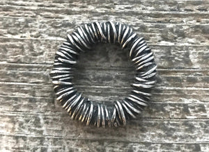 Textured Ring Connector Hoop, Silver Wired Eternity Ring, Leather Connector, Circle Link, Charm Holder, Silver Large Connector, PW-6056