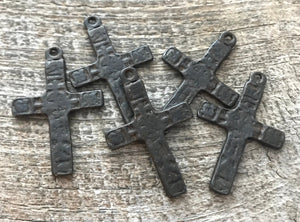 Ancient Cross, Rustic Brown Cross Pendant, Large Artisan Cross, Crucifix, BR-6059