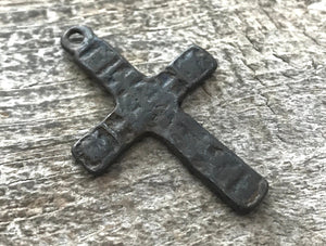 Ancient Cross, Rustic Brown Cross Pendant, Large Artisan Cross, Crucifix, BR-6059