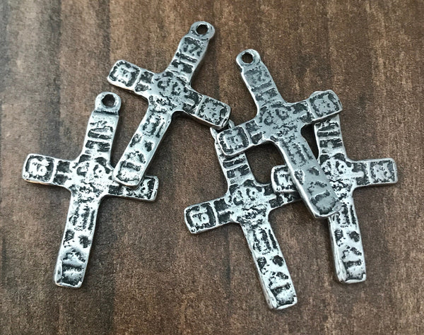 Load image into Gallery viewer, Ancient Cross, Antiqued Silver Cross Pendant, Large Artisan Cross, Crucifix, PW-6059
