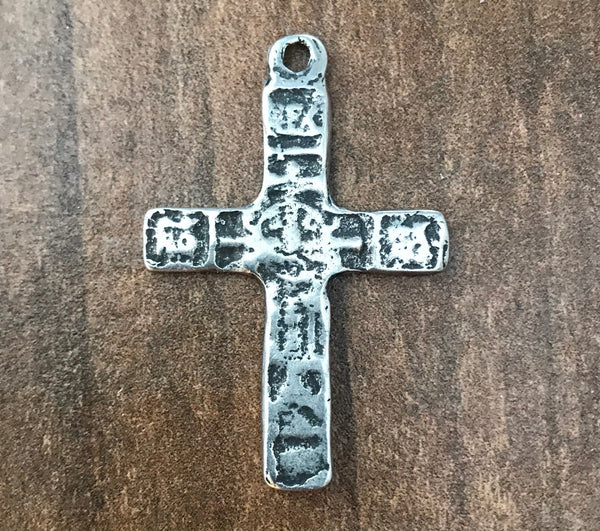 Load image into Gallery viewer, Ancient Cross, Antiqued Silver Cross Pendant, Large Artisan Cross, Crucifix, PW-6059
