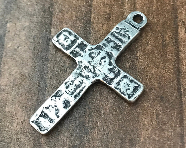 Load image into Gallery viewer, Ancient Cross, Antiqued Silver Cross Pendant, Large Artisan Cross, Crucifix, PW-6059
