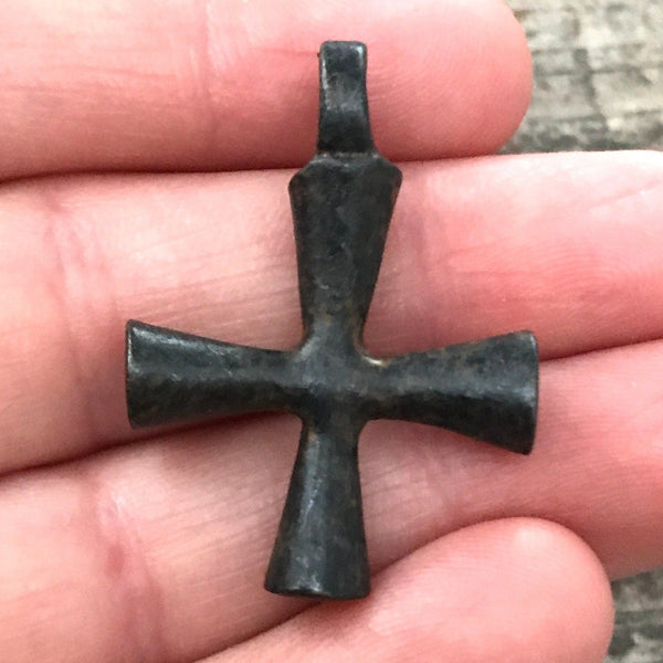 Load image into Gallery viewer, Rustic Cross Jewelry Necklace, Modern Maltese Pendant, Leather Cross, Necklace Women, Men&#39;s Jewelry Supplies, Religious Jewelry, BR-6035

