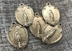 Mary Medal, Virgin Mary, Gold Religious Jewelry Making Charm Pendant, Blessed Mother, Catholic Necklace, Catholic Jewelry, GL-6058